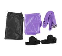 Yoga Stretch Strap Leg Waist Back Stretching Belt, Adjustable Yoga Band for Flexibility Training, Double Layer Webbing with Sponge Head for Safe Wall Hanging, Includes Storage Bag (Violet)