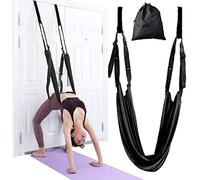Yoga Stretching Strap, Adjustable Height Leg Stretcher Waist Back Stretch Band, Exercises Door Flexibility Tensile Trainer for Rehab Pilates Dance Splits (Black)
