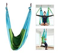 Yoga Stretching Strap, Aerial Yoga Hammock Leg Stretcher Waist Back Stretch Band, Sling Yoga Hammock Trapeze Sling Kit Trapeze Equipment for Beginners & Advanced(sky blue fruit green)