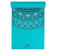 Yoga Studio Designed Sticky Yoga Mat | Oeko-Tex Tear Proof Non-Slip | Workout Exercise Gym Fitness Mandala Yoga & Pilates Mat | 183cm x 61cm x 6mm - Turquoise Mandala