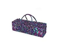 Yoga Studio Designed Yoga Kit Bag - Purple Feather, 71cm x 23cm x 18cm, Embroidered Lotus Cotton Yoga Bag with External Storage Pockets