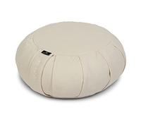 Yoga Studio EU Round Zafu Meditation Cushion | Organic Cotton | Buckwheat Hulls | Removable Washable Cover | Carry Handle - Ecru