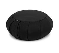 Yoga Studio EU Round Zafu Meditation Cushion | Organic Cotton | Buckwheat Hulls | Removable Washable Cover | Carry Handle - Black