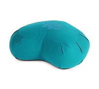 Yoga Studio Lotus Crescent Zafu - 42 x 13 x 18cm, Meditation Pouf with Cotton Cover, Buckwheat Hulls, Carry Handle. Yoga Accessories - Aqua