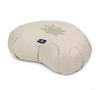 Yoga Studio Lotus Crescent Zafu - 42 x 13 x 18cm, Meditation Pouf with Cotton Cover, Buckwheat Hulls, Carry Handle. Yoga Accessories - Ecru