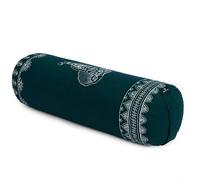 Yoga Studio Organic Buckwheat Designed Round Bolsters - Nature Collection (Teal - Aztec Elephant)