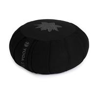 Yoga Studio Pleated Round Zafu Buckwheat Meditation Cushion - Lotus Leaf (Black)