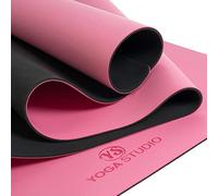 Yoga Studio The Grip Mat - Pink, 68cm x 183cm Yoga Mat with Non-Slip Base, Moisture-Absorbing 4mm Thick Latex-Free Travel Mat Roll