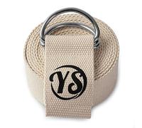 Yoga Studio Yoga Strap for Stretching, 2.5m (8.2ft) Extra Long Durable Organic Cotton Adjustable D-Ring Yoga Belt - Improving Flexibility, Exercise, Pilates, Dance, Workout, Gym (Ecru)