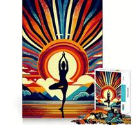 Yoga Sunset Pop Art 1000 Piece Teenager Puzzles Cognitive Boost Fun Tight Lock No Loose Pieces Engaging Way to Pass Free Hours (38x26cm)