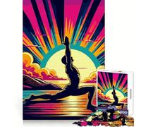 Yoga Sunset Pop Art 1000 Pieces Jigsaws Adults Puzzles Gifts Think Training Unwind Easily Defined Edges Merry Gift (38x26cm)