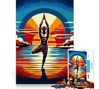 Yoga Sunset Pop Art Jigsaw for Adults1000 Pieces Mind Boost Game Seamless Fit Precise Pieces Relaxing Indoor Group Activity (38x52cm)