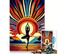 Yoga Sunset Pop Art Jigsaw Puzzle 1000 Piece Mental Exercise Fun Seamless Fit Precise Pieces Engaging Way to Pass Free Hours (38x52cm)