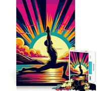 Yoga Sunset Pop Art Jigsaw Puzzle1000 Pieces Thinking Skill Game Seamless Fit Precise Pieces Family Fun Night Activity (50x75cm)