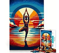 Yoga Sunset Pop Art Puzzles for Adults 1000 Pieces Focus Boost Fun Uniform Size Precise Pieces Bonding Activity for Loved Ones (38x26cm)