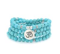 Yoga Symbol Charm 108 Mala Beads Meditation Bracelet or Necklace for Men or Women (Green Turquoise)