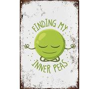 Yoga Teacher Meditate Gift Funny Peas Foodie Gift For Foodie Finding My Inner Peas Food Lover Tin Sign.Farm House, Wall Decorationinches Wall Decor Poster Metal Sign 8X12 Inches