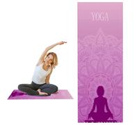 Yoga Towel Mat - 185 x 65 cm, Non-Slip, Sweat-Absorbing Microfibre Blanket, Anchored Corners, Ultra Soft Travel Mat Cover for Hot, Bikram and Normal Yoga