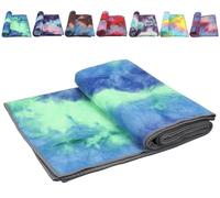 Yoga Towels,Non Slip Hot Yoga Towel Skidless Waffle Texture, 100% Absorbent Odorless Microfiber Yoga Blanket, Standard Sized 24 inchx72 inch Mat Towel,for Hot Yoga, Bikram, Pilates (green&blue)
