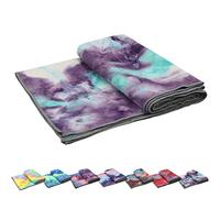 Yoga Towels, Non Slip Hot Yoga Towel Skidless Waffle Texture, 100% Absorbent Odorless Microfiber Yoga Blanket, Standard Sized 24 inchx72 inch Mat Towel,for Hot Yoga, Bikram, Pilates (Green & Pink)