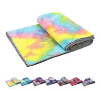 Yoga Towels , Non Slip Hot Yoga Towel Skidless Waffle Texture, 100% Absorbent Odorless Microfiber yoga blanket, Standard Sized 24 x72 in Mat Towel,for Hot Yoga, Bikram, Pilates (Pink & Blue & Yellow)