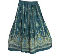 Yoga Trendz Women's Sequined Crinkle Broomstick Gypsy Long Skirt - White - [Apparel]