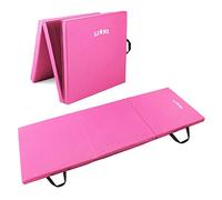 Yoga Tri Folding Gymnastics Exercise Mat Fitness Workout Camping Non Slip 5cm Thick Foam Mats (Pink)