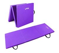 Yoga Tri Folding Gymnastics Exercise Mat Fitness Workout Camping Non Slip 6cm Thick Foam Mats (Purple)