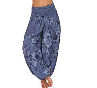 Yoga Trousers for Women UK Hippie Clothes Ladies Bohemian Yoga Pilates Elephant Trouser Boho Travel Summer Beach Pants Festival Outfits Comfortable Smocked Waist Belling Dancing Bottoms