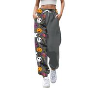 Yoga Trousers Women's Short Women's Casual Trousers Halloween Print Jogging Bottoms Comfortable Trousers Soft Trousers with Elastic Waist for Everyday Use Trousers Women's Pockets, gray, L