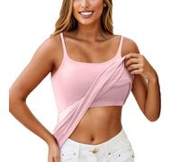 Yoga Vest Tops Women UK Summer Tops for Women UK Camisole Vest with Built in Bra UK Gym Halter Neck Sports Cami Pink