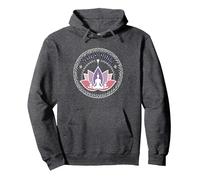 Yoga Vibes: Zen Lotus Meditation Logo for Wellness Pullover Hoodie, Adult Unisex, Dark Heather Grey, XL
