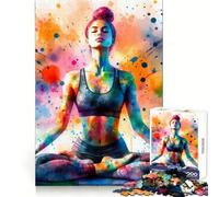 Yoga Watercolor Art Jigsaw 1000 Pieces for Teenagers Thinking Skill Mindful Escape Neat Edges (38x52cm)
