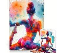 Yoga Watercolor Art Jigsaw Puzzles 1000 Mind Skill Play Premium Laser Cut Quality Quiet Time Mind Exercise at Home (38x26cm)