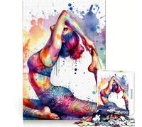 Yoga Watercolor Art Jigsaw Puzzles for Teenagers 1000 Pieces Memory Boost Restful Escape Fine Xmas Gift (50x75cm)