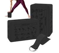 Yoga Wedge Training Device - 2-Piece EVA Foam Blocks, Non-Slip Soft Support, 9.06 x 5.91 x 2.95 inches, Includes 72 Inch Stretch Strap, Easy to Carry | Women Beginners Meditation Pilates
