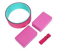 Yoga Wheel & Block Set with Stretch Belt | 4pcs Back Pain Relief & Stretching Kit | Sturdy ABS/EVA Material | Portable Exercise Equipment for Home/Gym/Travel