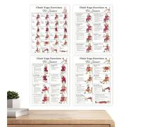 Yoga Workout Poster - Chair Illustrated Chart, 10x8 Inch Exercise Accessory, Simple Application Seniors Beginners Aid, Flexibility Mobility Tool, Premium Quality for Home Gym and Office