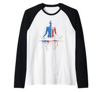 Yoga Yogi Mediation Zen American Flag USA Drip Graffiti Raglan Baseball Tee