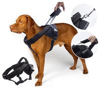 YOGADOG - Heavy Duty Dog Harness Prevent Pulling Soft Padded Special Extended Integrated Short Leash Design Reflective Stitching Medium Large Dogs