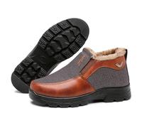 YogAes Men's Snow Shoes Winter Fleece Waterproof Warm Non-slip Comfortable Boots，latform Casual Walking Casual Slip-on Winter Shoes for Elderly Walking (Color : Brown, Size : 13)
