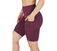 Yogalicious High Waist Squat Proof Side Pocket Biker Shorts - 3.5", 5", 7", 9", Mauve Wine 9", S