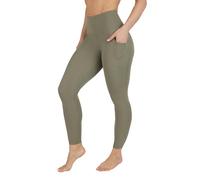 Yogalicious High Waist Ultra Soft 7/8 Ankle Length Leggings with Pockets for Women, Deep Lichen Green Nude Tech, M