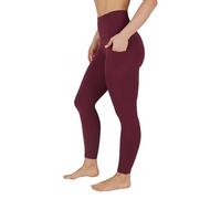 Yogalicious High Waist Ultra Soft 7/8 Ankle Length Leggings with Pockets for Women, Windsor Wine Nude Tech, Large