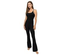 Yogalicious Lux Scarlett Flare Jumpsuit with Built-In Bra, Black, Medium