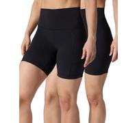 Yogalicious Womens 5”, 7” High Waisted Biker Shorts Squat Proof Workout Yoga Short 2 Pack, Black (W/ Pocket) / Black (No Pocket) 7", M
