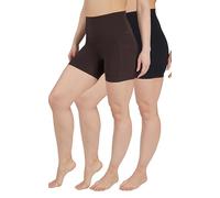 Yogalicious Womens 5”, 7” High Waisted Biker Shorts Squat Proof Workout Yoga Short 2 Pack, Chocolate Torte (W/ Pocket) / Black (No Pocket) 5", S