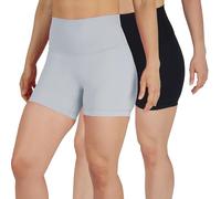 Yogalicious Womens 5”, 7” High Waisted Biker Shorts Squat Proof Workout Yoga Short 2 Pack, Micro Chip/Black 5" Elastic Free, S
