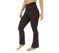 Yogalicious Womens Crossover High Waisted Flare Legging Squat Proof Yoga Pant | 29" & 31.5" Inseam, Chocolate Mousse 29", S