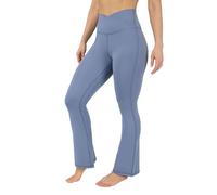 Yogalicious Womens Crossover High Waisted Flare Legging Squat Proof Yoga Pant | 29" & 31.5" Inseam, Symphony Blue 31.5", M